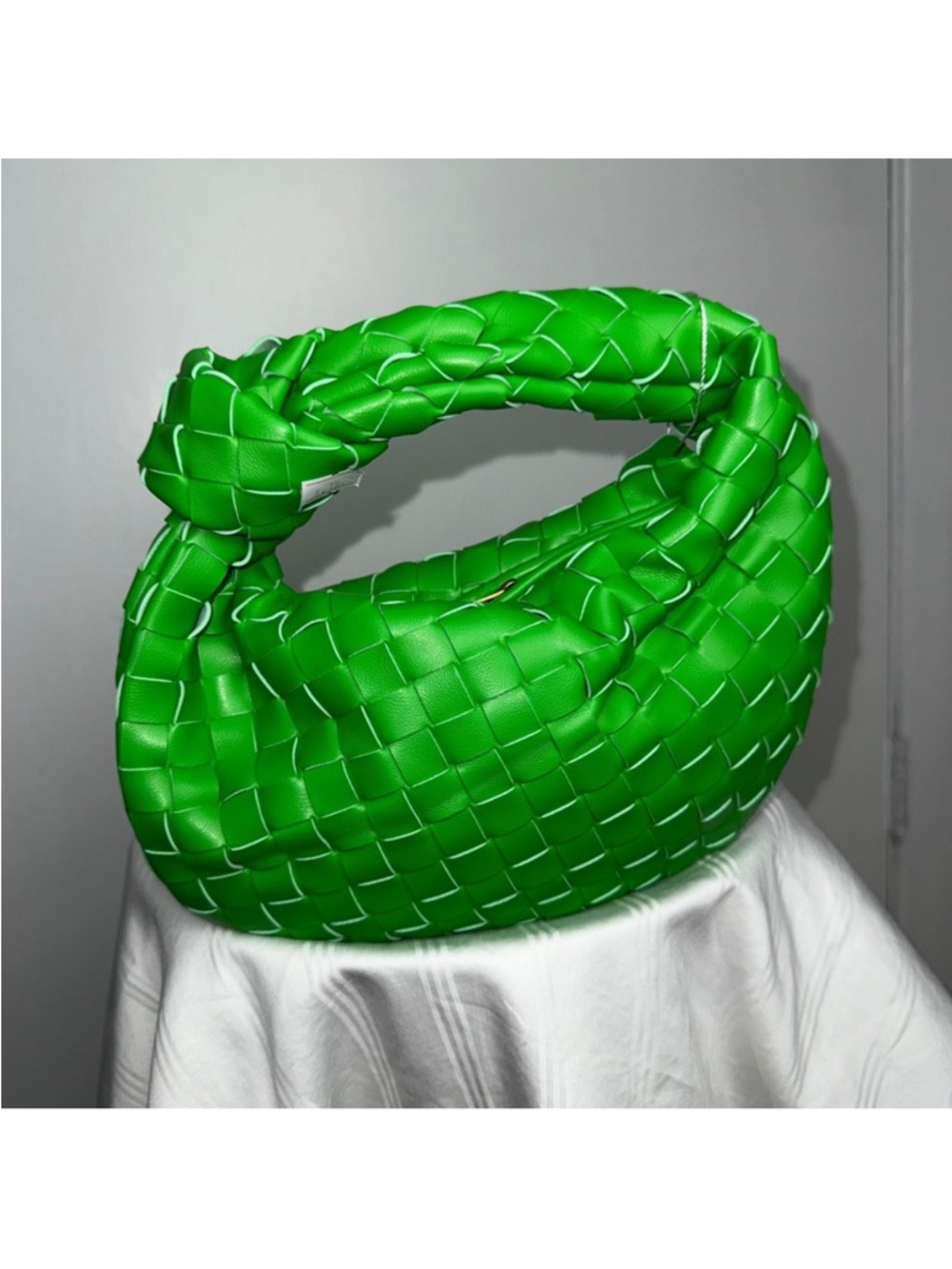 Commense Woven Top Handle Bag Knotted Design Trendy Fashion Handbag Green - Picture 3 of 8